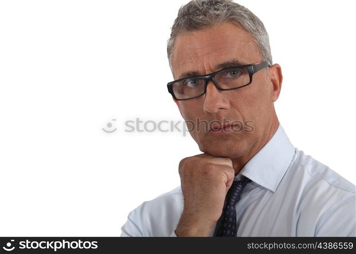 Man wearing thick-rimmed glasses