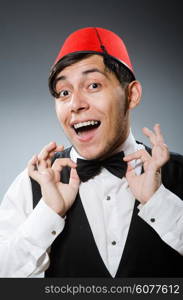 Man wearing traditional turkish hat fez