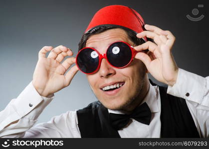 Man wearing traditional turkish hat fez