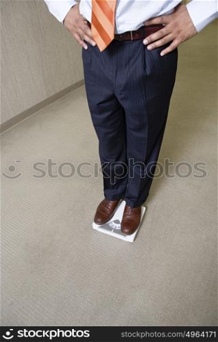 Man weighing himself