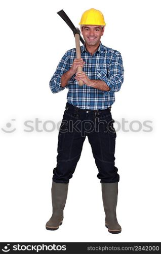 Man wielding ax