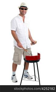 man with a barbecue