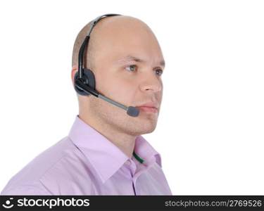 man with a headset isolated on white background