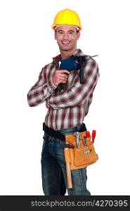 Man with a powerdrill