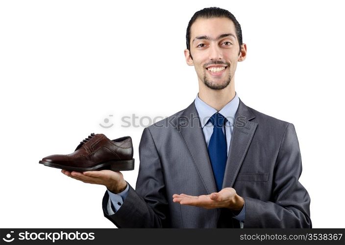 Man with a selection of shoes