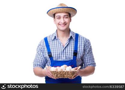 Man with a straw hat and eggs