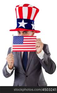 Man with american flag and hat