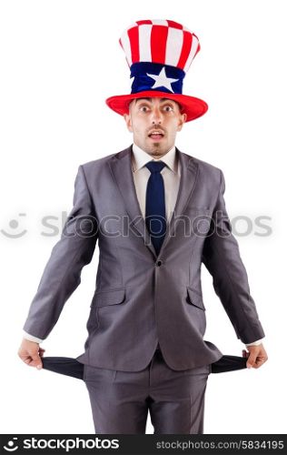 Man with american hat asking for money