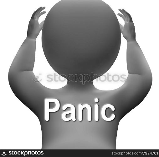 Man With Arms Up Shows Shock And Surprise. Panic Character Meaning Fear Worry And Distress