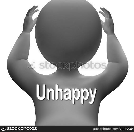 Man With Arms Up Shows Shock And Surprise. Unhappy Character Showing Sad Depressed Or Upset