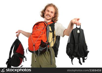 Man with back packs