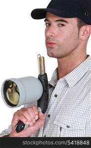 Man with blowtorch