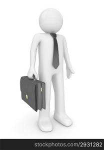 ""Man with briefcase 2 (people at office, stuff, manager series; 3d isolated character)""
