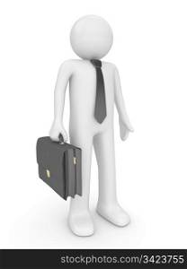 Man with briefcase 2 (people at office, stuff, manager series; 3d isolated character)