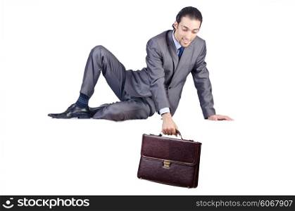 Man with briefcase on white