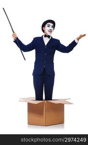 Man with cane in the box