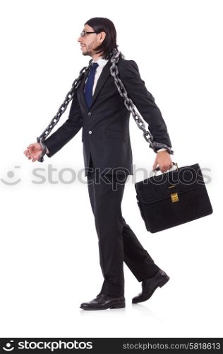 Man with chain isolated on the white