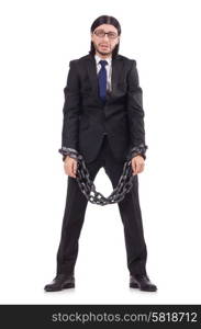 Man with chain isolated on the white