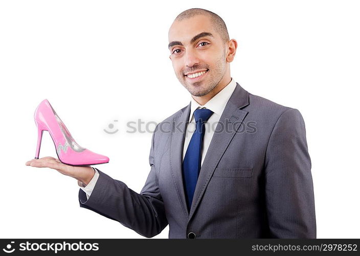 Man with choice of shoes