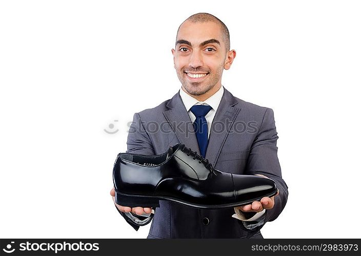 Man with choice of shoes