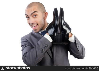 Man with choice of shoes