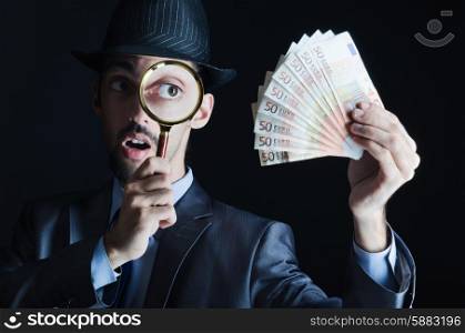 Man with counterfeir money