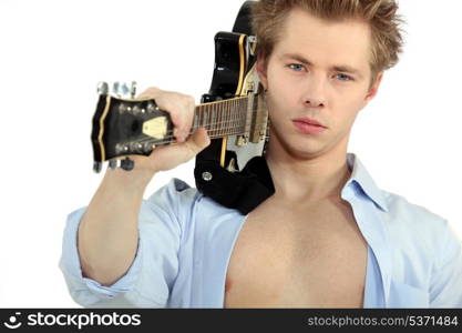 Man with electric guitar