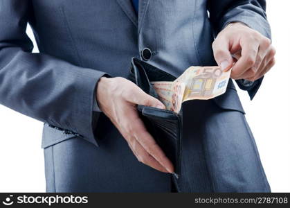 Man with euro banknotes