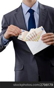 Man with euro banknotes