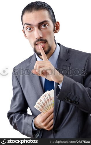 Man with euro banknotes