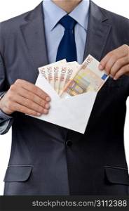 Man with euro banknotes