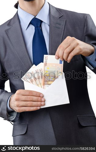 Man with euro banknotes