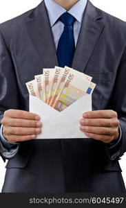 Man with euro banknotes