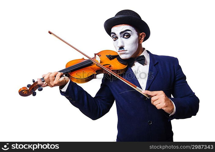 Man with face mask playing violin