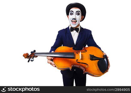 Man with face mask playing violin