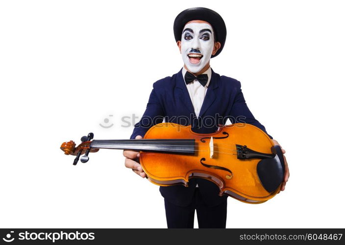 Man with face mask playing violin