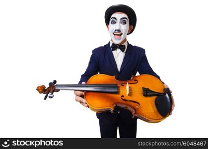 Man with face mask playing violin