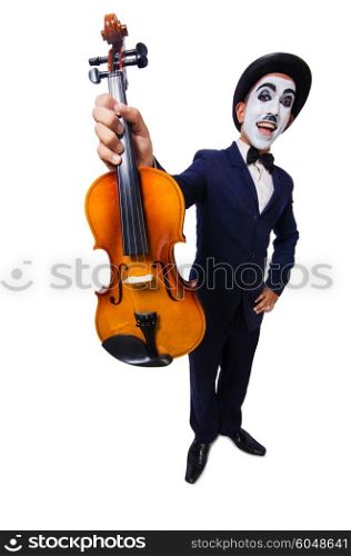 Man with face mask playing violin