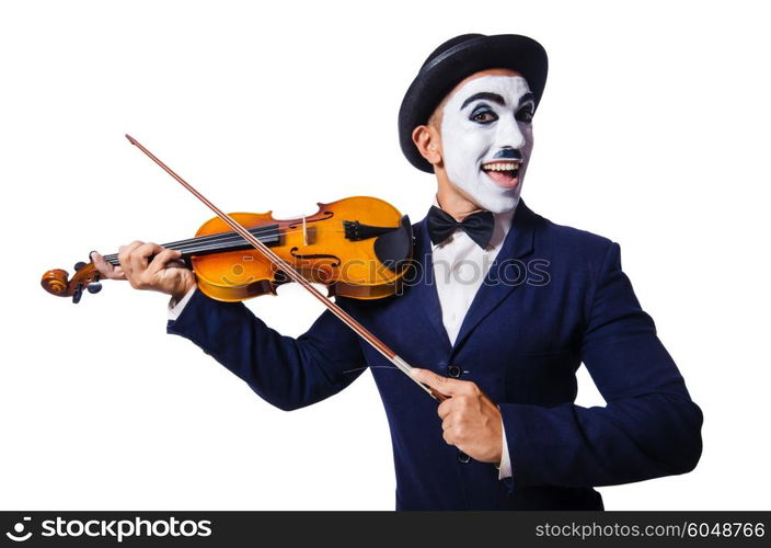 Man with face mask playing violin