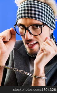 Man with glasses in studio shooting