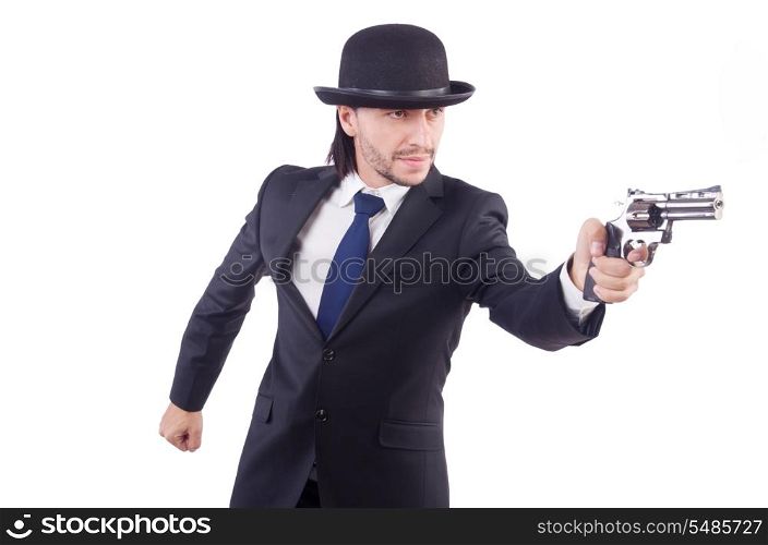 Man with gun isolated on the white