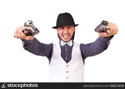 Man with gun isolated on the white