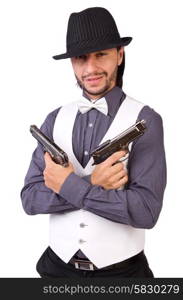 Man with gun isolated on the white