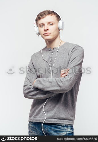 Man with headphones listening to music