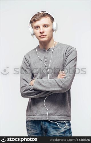 Man with headphones listening to music