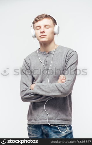 Man with headphones listening to music