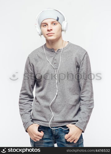 Man with headphones listening to music