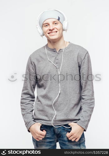 Man with headphones listening to music