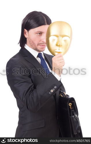 Man with mask isolated on white