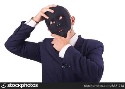 Man with mask isolated on white